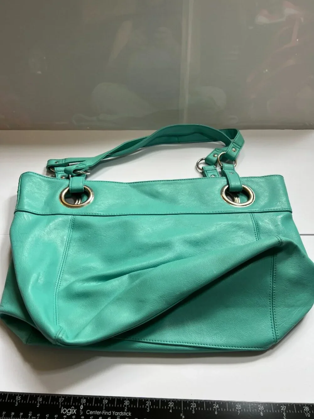 Hobo Bag in Aqua with Blue Striped Lining